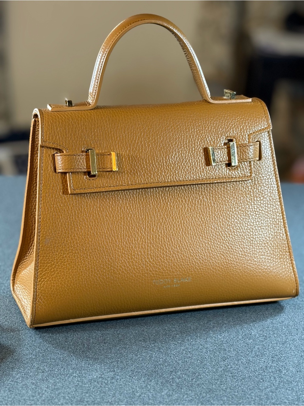 Teddy Blake Ava 11” Leather Satchel Crossbody Handbag in Camel Brown